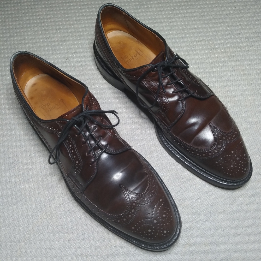 Vintage Shell Cordovan Allen Edmonds MacNeil Long Wingtip Derby's Sz 12 A